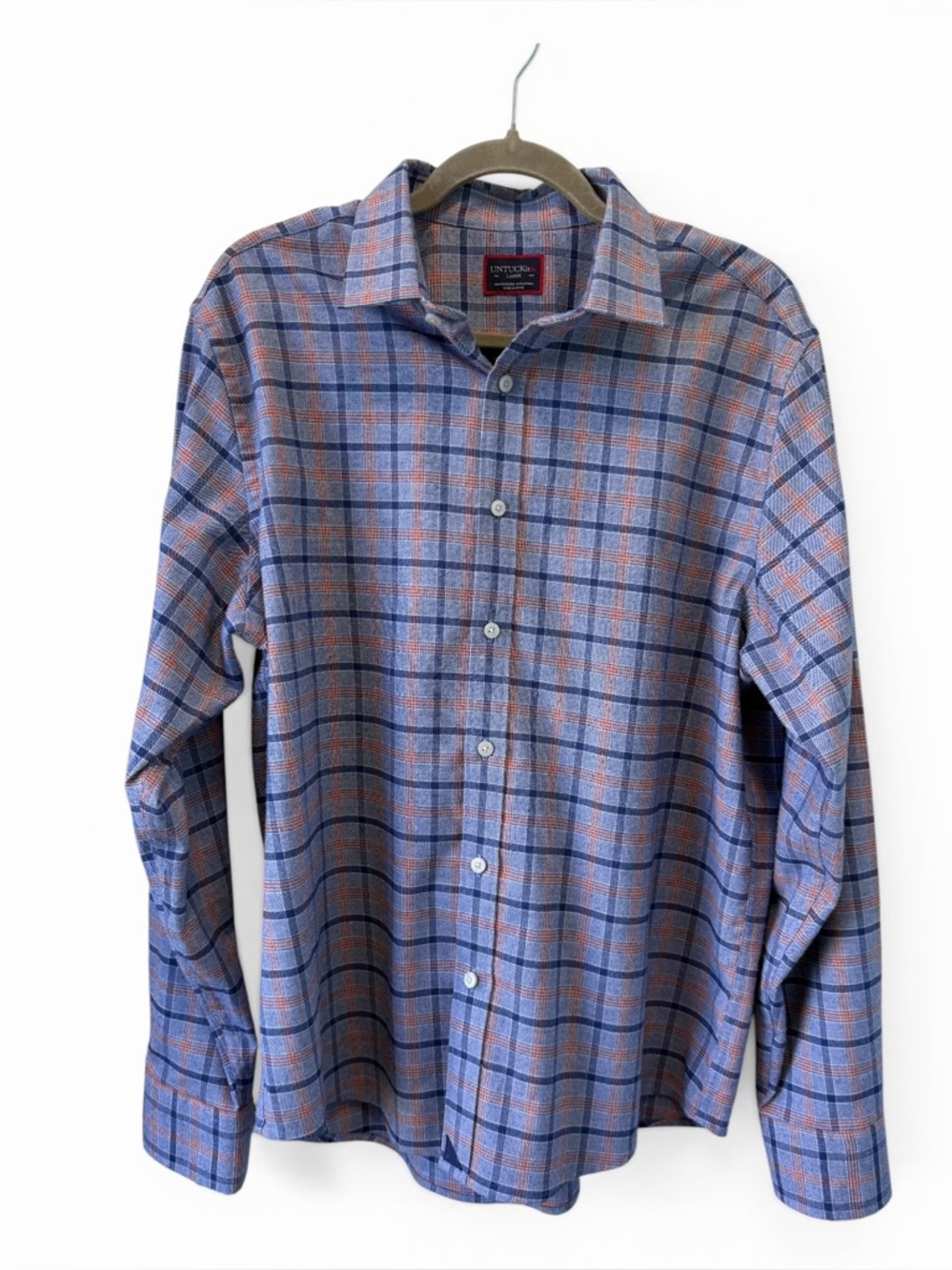 UNTUCKit Men's Blue/Purple‎ Plaid Button Down Shirt Size Large